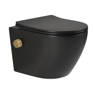 Vas wc suspendat Foglia Oslo Rimless, cu functie bideu, baterie inclusa auriu mat, negru mat - Img 5