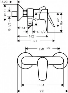 Baterie dus Hansgrohe Talis E, negru mat - Img 2