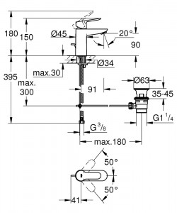 Baterie lavoar Grohe Bau Edge S-SIZE - Img 2