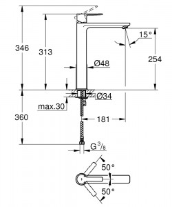 Baterie lavoar Grohe Lineare XL, crom - Img 2