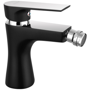 Baterie stativa bideu Ferro Algeo Square Black/Chrome, negru/crom