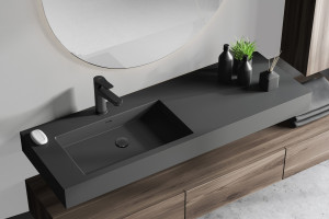 Baterie stativa lavoar Ferro Stratos Black, negru mat - Img 2