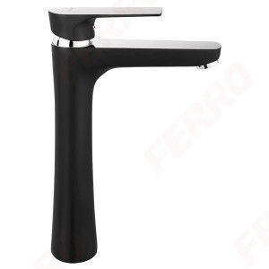 Baterie stativa pentru lavoar inalt Ferro Algeo Square Black, negru/crom - Img 2