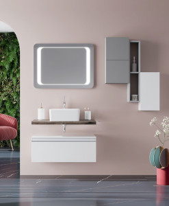 Blat MDF pentru lavoar Savini Due Linea L 60 x H 3.8 x P 46 cm rovere fossile - Img 3