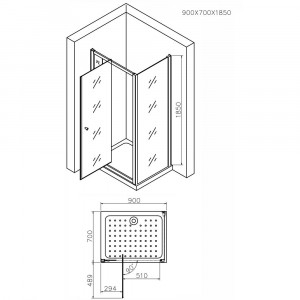 Cabina dus dreptunghiulara Belform Clear, usa batanta, 90x70 cm, crom - Img 3