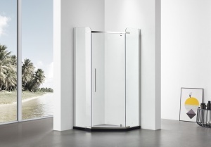 Cabina dus pentagonala Belform Clear usa batanta 90x90 cm crom - Img 5