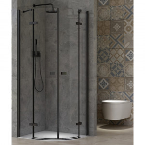 Cabina dus semirotunda Belform Infinity, usi batante, 80x80 cm, negru - Img 2