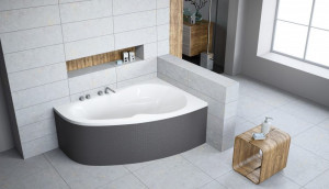Cada baie asimetrica Radaway Roda 150x95cm, acril, orientare dreapta - Img 3