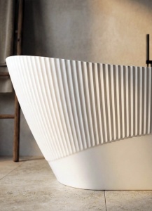 Cada baie freestanding Cara Line, acril, riflata, 170x75 cm, alb lucios - Img 5