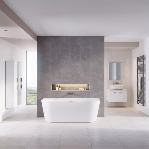 Cada baie freestanding Foglia Mara, lipita de perete, 170x80 cm, alb - Img 2