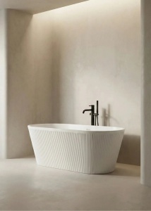 Cada baie freestanding Nira, acril, riflata, alb lucios