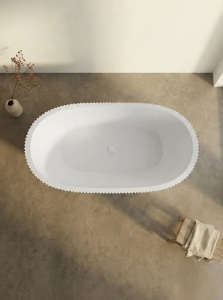 Cada baie freestanding Sia, acril, riflata, 170x80 cm, alb lucios - Img 3