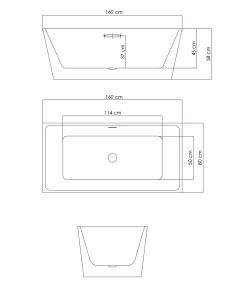 Cada freestanding dreptunghiulara Belform Ceres, acril, 160x80 cm - Img 2