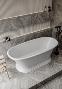 Cada freestanding Miraggio Anastasia compozit 175x80 cm alb lucios - Img 2