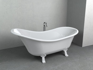 Cada freestanding Miraggio Mirabella retro compozit 175x80 cm alb lucios - Img 2