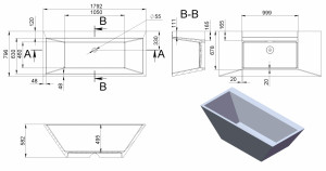 Cada freestanding Miraggio Temza compozit 179x79 cm alb lucios - Img 4