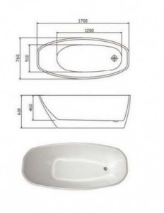 Cada freestanding ovala 9018, acril, 170x75 cm - Img 4