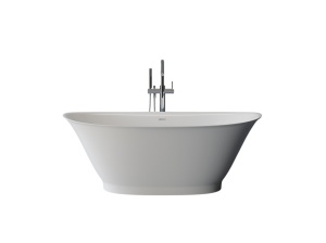 Cada freestanding ovala, compozit alb lucios 163x80x60 cm, Foglia Prisma - Img 2