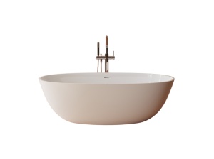 Cada freestanding ovala, compozit alb mat, interior lucios, 160x78x50 cm, Foglia Bordeaux - Img 2