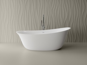 Cada freestanding ovala, compozit alb mat, interior lucios, 180.3x85x68.6 cm, Foglia Domus
