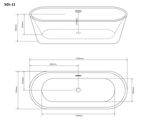 Cada freestanding Sanotechnik Tivoli riflaj, acril, 170x75 cm, alb lucios - Img 3