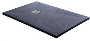 Cadita de dus dreptunghiulara, Sanotechnik Kreta, marmura artificiala, gri, 80x120x3,2 cm