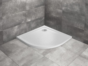 Cadita de dus semirotunda Radaway Doros A Stone White 90x90 cm
