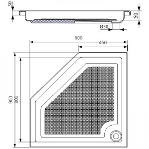Cadita dus acril pentagonala slim Belform Cubo 90x90 cm - Img 2