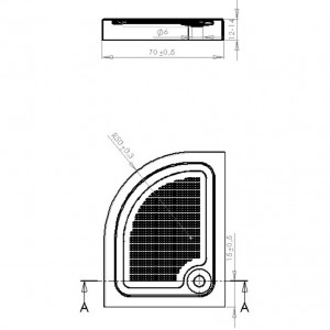 Cadita dus acril semirotunda Belform Cubo 90x70 cm, montaj dreapta - Img 2