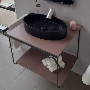 Cadru metalic cu blat, polita si lavoar Kuma ES50 ZOOM LOFT style, RECTOR, 60 cm