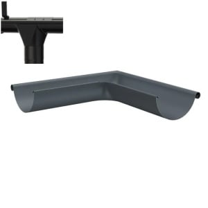 Coltar exterior jgheab pentru sistem pluvial Metigla, metalic, D 125 mm, negru (RAL 9005)