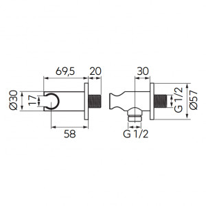 Cot conector dus pentru baterie incastrata, FDESIGN Inula cu suport dus, auriu lucios - Img 2