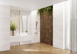 Decor Tubadzin Nebbia ivory STR 32.8x89.8 cm - Img 2