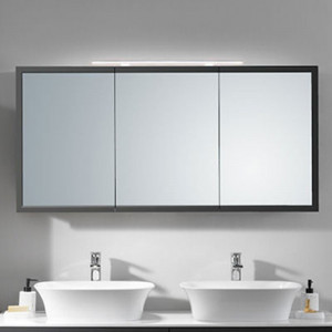 Dulap 3 usi cu oglinda iluminare LED Kolpasan Blanche, 145 cm, antracit - Img 3
