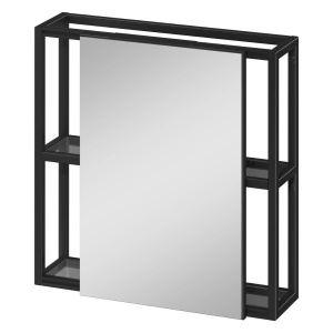 Dulap baie cu oglinda si polite, Cersanit Zen / Garda, negru mat, 59.5 x 15 x 59.5 cm