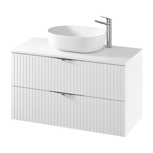 Dulap baie suspendat Cersanit Tirso 100 cm pentru lavoar, MDF, alb mat - Img 2
