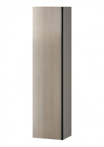 Dulap coloana Cersanit Virgo, mdf, cu usa interior oglinda, maner negru, 160x40x30 cm, stejar gri