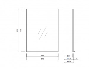 Dulap suspendat cu oglinda Cersanit Virgo, 60x80 cm, alb, maner negru - Img 2
