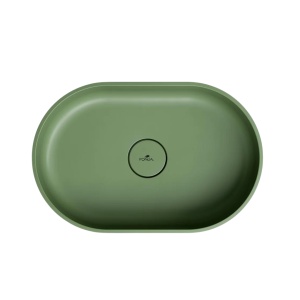 Lavoar compozit Foglia Evo cu montare pe blat, 60x40 cm, verde mat - Img 2