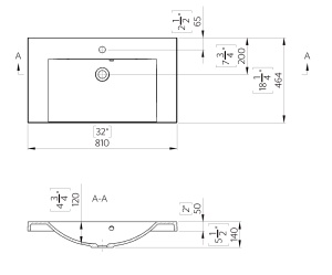 Lavoar incastrat din compozit, dreptunghiular, alb lucios, 81 x 46.4 cm, Foglia Modulo - Img 2