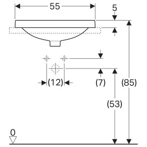 LAVOAR ÎNCORPORAT GEBERIT VARIFORM, DREPTUNGHIULAR B-55CM,T-40CM, PREAPLIN VIZIBIL, GLAZURAT ALB - Img 3