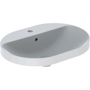 LAVOAR ÎNCORPORAT GEBERIT VARIFORM, ELIPTIC, CU BANC CU ORIFICII DE ROBINET B-60CM, T-45CM, PREAPLIN VIZIBIL, GLAZURAT ALB - Img 4