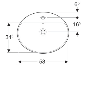 LAVOAR ÎNCORPORAT GEBERIT VARIFORM, OVAL, CU BANC CU ORIFICII DE ROBINET B-60CM, T-48CM, PREAPLIN VIZIBIL, GLAZURAT ALB - Img 7