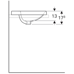 LAVOAR ÎNCORPORAT GEBERIT VARIFORM, ROTUND, CU BANC CU ORIFICII DE ROBINET D-48CM, PREAPLIN VIZIBIL, GLAZURAT ALB - Img 8