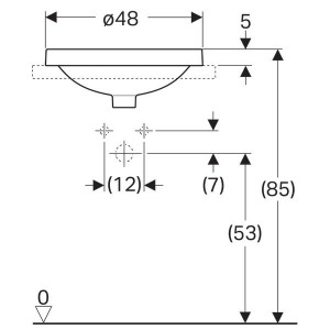 LAVOAR ÎNCORPORAT GEBERIT VARIFORM, ROTUND, CU BANC CU ORIFICII DE ROBINET D-48CM, PREAPLIN VIZIBIL, GLAZURAT ALB - Img 3