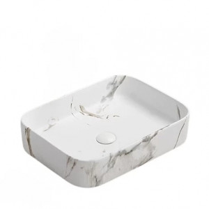 Lavoar pe blat Dione, dreptunghiular, 50x37x11 cm, efect marmura - Img 4