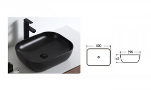 Lavoar pe blat E5006, 50x39.5x14.5 cm, negru