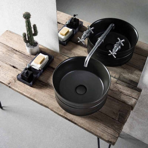 Lavoar pe blat Fluminia My Black Circle Ø41x18 cm - Img 2