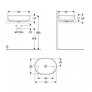 LAVOAR PE BLAT GEBERIT VARIFORM ELIPTIC 55X40, FARA PREAPLIN, ALB - Img 2