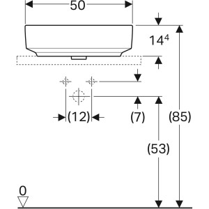 LAVOAR PE BLAT GEBERIT VARIFORM, ELIPTIC, CU BANC CU ORIFICII DE ROBINET B-50CM,T-40CM,PREAPLIN VIZIBIL, ALB - Img 3